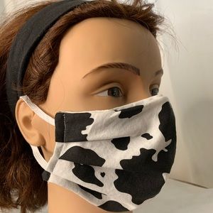 Cow Print, Pleated, Handmade Face Mask/Cover